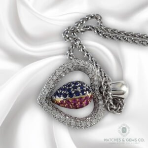 SAPPHIRE & RUBY 18KW HEART NECKLACE – CN268