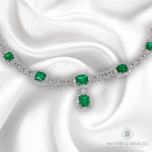 EMERALD & DIA 18KW LINK NECKLACE – OPG1606