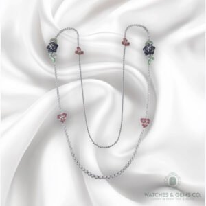 MULTI-COLOR SAPPHIRE & DIA 14KW NECKLACE – N6703