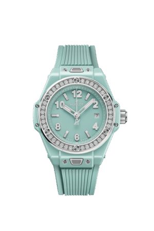 Big Bang One Click Mint Green Ceramic Diamonds