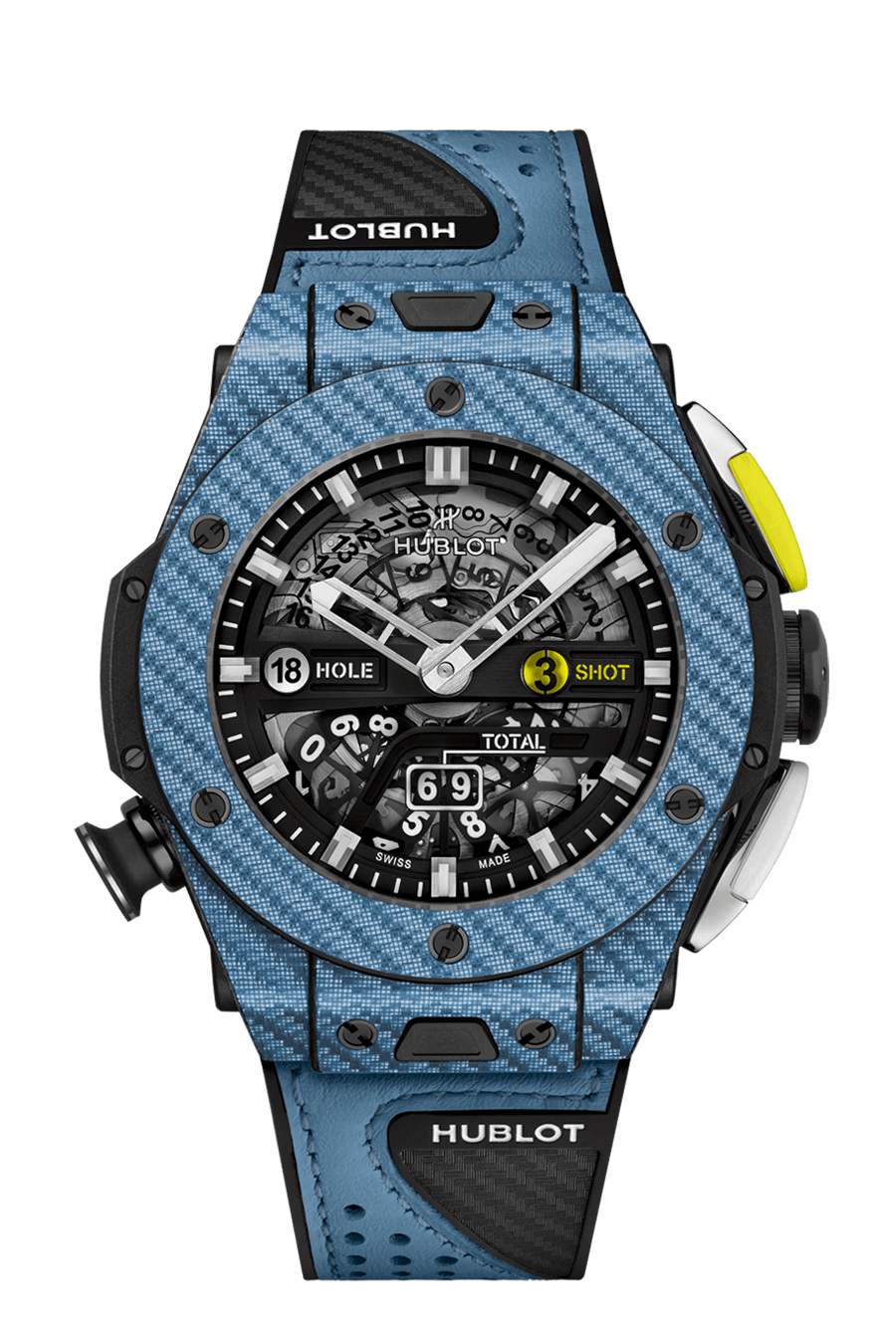 Big-Bang-Unico-Golf-Sky-Blue-Carbon-45-mm-soldier-shot